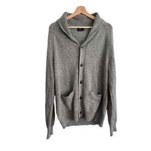 J Crew Mens Size Large Gray Lambswool Shawl Collar Cardigan Quiet Luxury